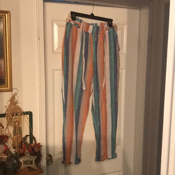 NY&C Soho Street thin linen summer pants Brand New elastic waist Size Small - Picture 3 of 10